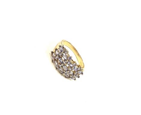 Ladies 9ct gold cluster ring, ring size R weight 5grams 