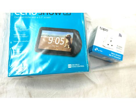 Brand new Amazon Echo Show 5 (3rd Gen.) Smart Display Speaker together with mini smart wifi socket 