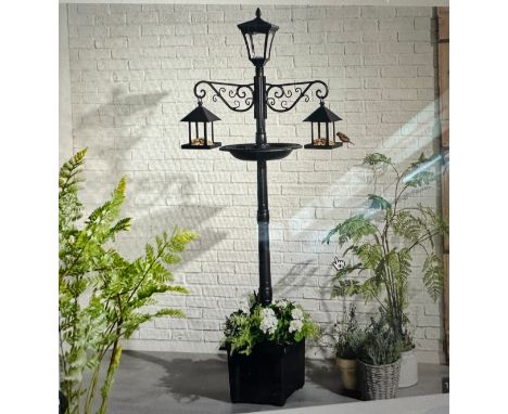 Luxform lighting dual powered wildlife lamp post, black hanging baskets, wall porcelain plant pot 