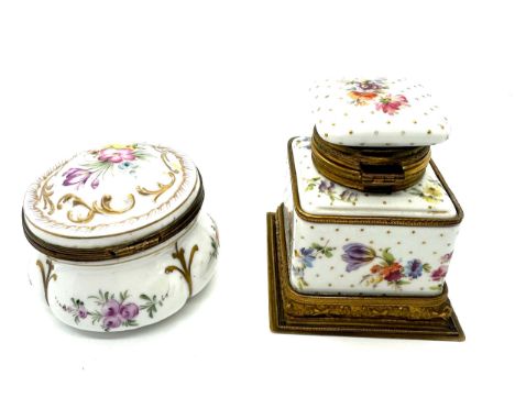Vintage limoges ink well and a trinket dish 