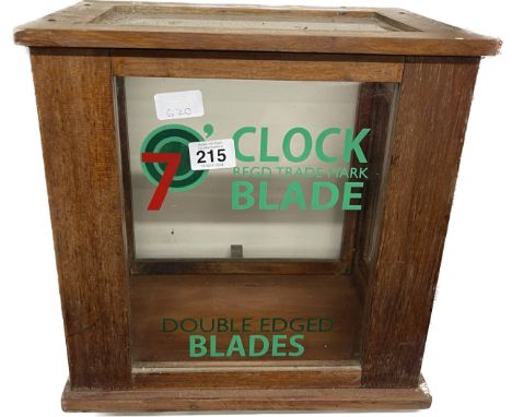 Advertising Clock blade double edged show case measures approximately 14 inches tall 14 inches wide 10.5 inches depth 