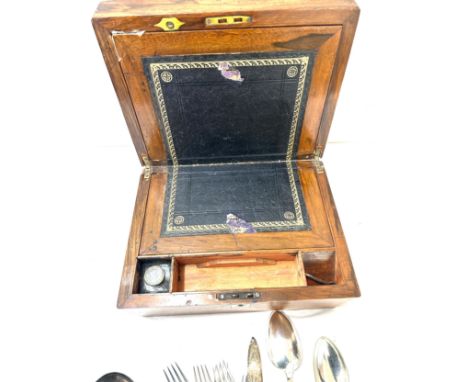 Vintage writing slope with key and contents 