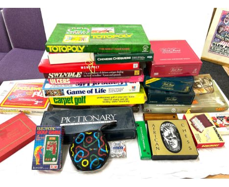 Selection vintage and later board games to include Monpoly, swindle, Chinese chequers, trival pursuit etc 