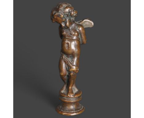 Bronze Statue of Cupid Bound A solid minature bronze of a bound Cupid, often titled “Les Liens De L''Amour” / “The Bonds of L