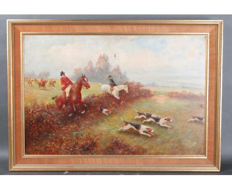 Eugene McSwiney - a pair of oils on canvas, hunting scenes, both signed and framed, overall 49cm x 70cm, (2). 