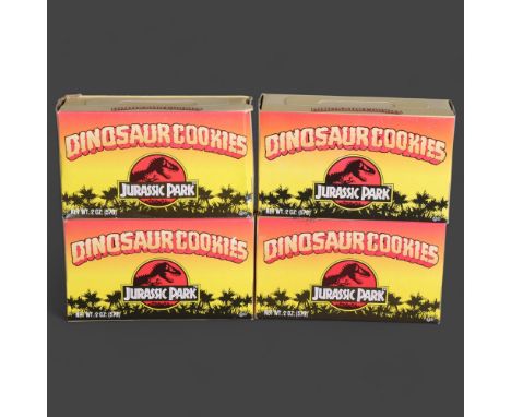 Jurassic Park - A group of four unopened 'Dinosaur Cookies', new old stock, manufactured in 1992 to coincide with the release