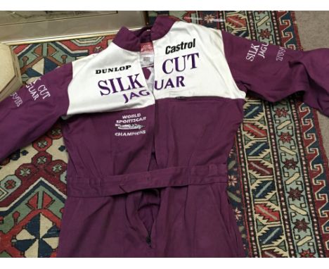 An import example of Le Mans Racing memorabilia. A suite worn by a mechanic pit crew of Silk Cut Jaguar winning the Le Mans 2
