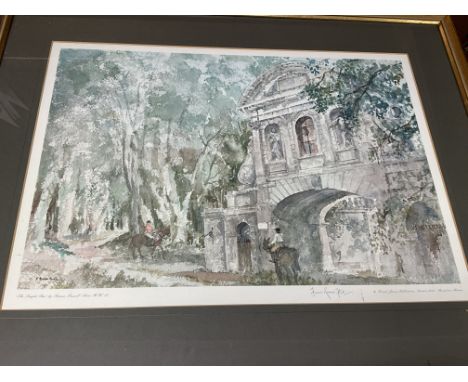 A signed Francis Russell Flint print titled The Temple Bar, 1974. The measurements are 60cm x 74.5cm.