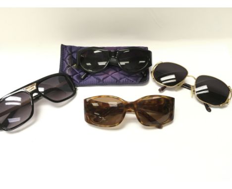 Four pairs of designer sunglasses, Fiorelli, Lacoste, Givenchy and Christian Dior and three pairs of cased designer sunglasse