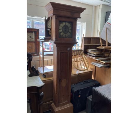 A Victorian pine cased longcase clock with brass dial, K.Eabry, Andover. 200cm.