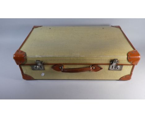 A Vintage Leather Mounted Suitcase, 68cm Wide