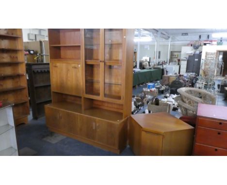 A Vintage G Plan Lounge Unit with Cupboard Base, 163cm Wide Together with a G Plan Corner TV Stand 