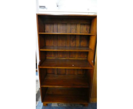 A Modern Hardwood Five Shelf Waterfall Open Bookcase, 95cm Wide