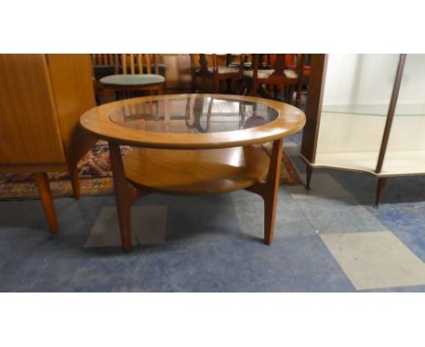 A Vintage 1970's Circular Coffee Table with Stretcher Shelf, 84cm Diameter