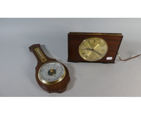 A Vintage Metamec Electric Mantle Clock and a Small Aneroid Wheel Barometer 