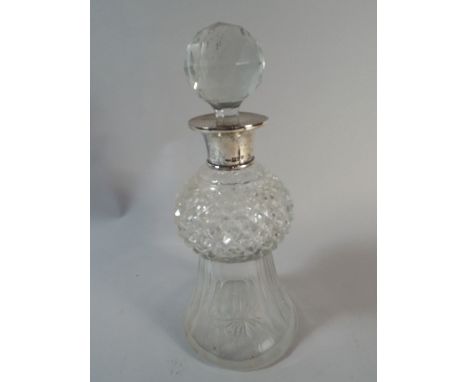 A Silver Mounted Thistle Glass Decanter, 26cm High 