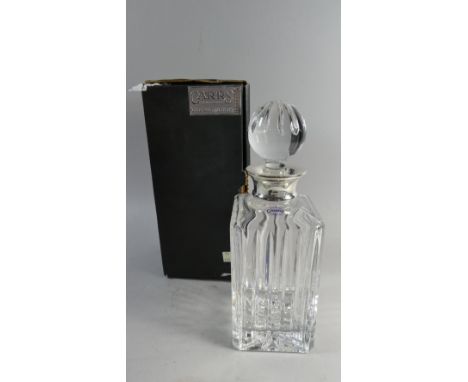 A Boxed Silver Mounted Carr's Crystal Spirit Decanter