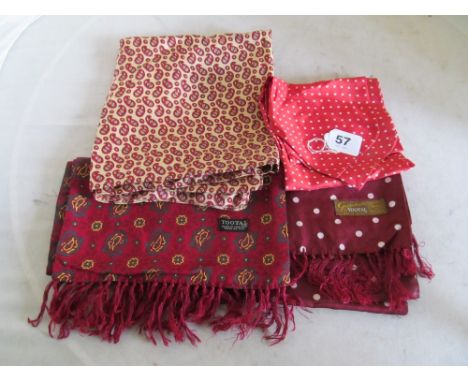 Two long vintage Tootal silk scarves and two other similar silk scarves