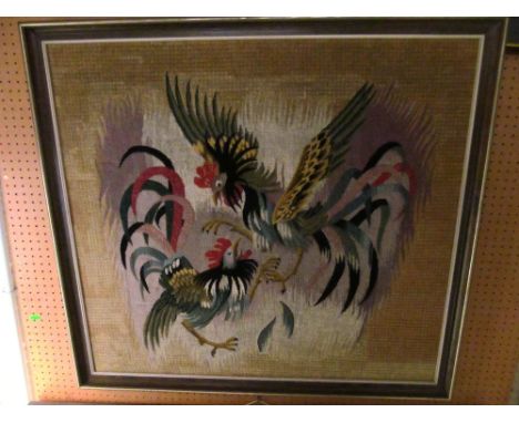 A tapestry fighting cocks