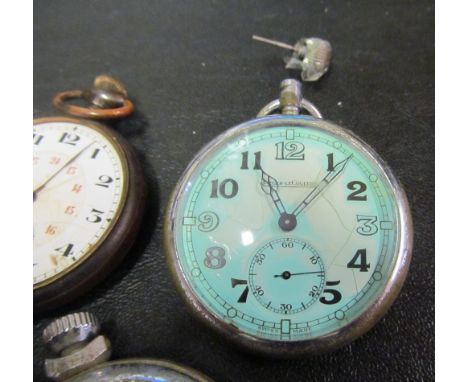 A Jaeger Le Coultre military pocket watch (winder loose and enamel a/f)