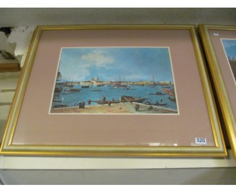 A large Canaletto print 'The Doge's Palace' reproduced by permission of the Wallace Collection and another smaller 'The Bacin
