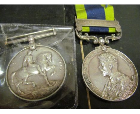 A WW1 war medal and an India GSM with Afghanistan NWF 1919 clasp to Ptd J D Hutchins Devon R