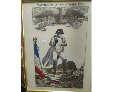 Napoleon Le Grand and Napolean a Sainte-Helene - two Pellerin prints in gilt frames 50cm x 65cm
