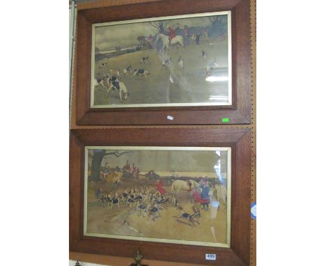 Two Cecil Aldin prints hunting scenes framed and glazed