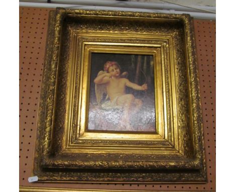 A modern print cupid in gilt frame