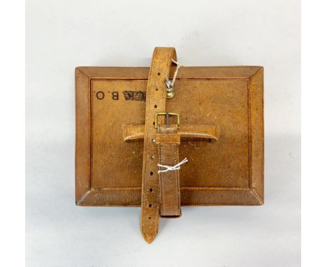 A 19th century expanding leather writing case with embossed initials A K B O for sir Algenon Kerr Butler Osborn, hand written