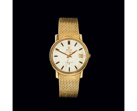 Omega. Vintage Herren-Armbanduhr 'Constellation' mit Datumsfenster. Späte 1960er. 18 kt. GG, Stahl, vergoldet, Automatik. Sat