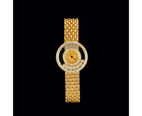 Chopard. LUC Damen-Armbanduhr 'Happy Diamonds'. 18 kt. GG, gest., Quarz. Insges. Besatz mit 85 kl. Diam. im Brillant- und 8/8