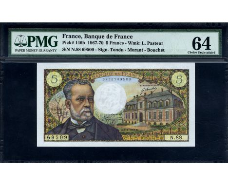 France, P 146b, Fayette 61.9, Banque de France. Lot containing 2x 5 Francs, 6 February 1969, CONSECUTIVE SERIAL NUMBERS. Port