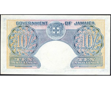 Jamaica, P 38b, Linzmayer B107b, Government of Jamaica, 10 Shillings, 1 November 1940. Portrait of King George VI at left on 