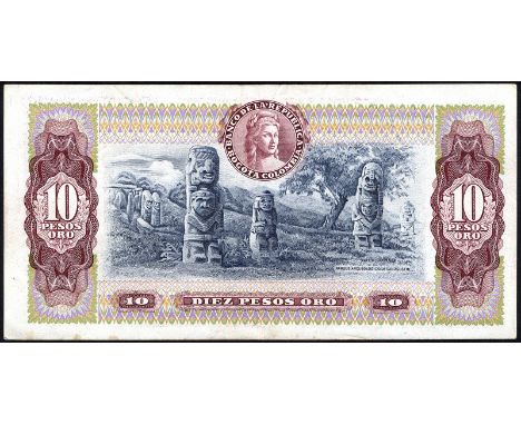 Colombia, P 407gr, MWR RD13, El Banco de la Republica, 10 Pesos Oro, 7 August 1980, REPLACEMENT. Portrait of Nariño at left, 