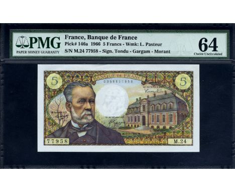 France, P 146a, Fayette 61.2, Banque de France. Lot containing 2x 5 Francs, 7 June 1966, CONSECUTIVE SERIAL NUMBERS. Portrait