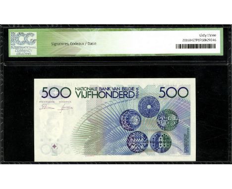 Belgium, NBBB-85b, P 143a, Banque Nationale de Belgique, 500 Francs, (1982-98). Portrait of Constantine Meunier at left, two 
