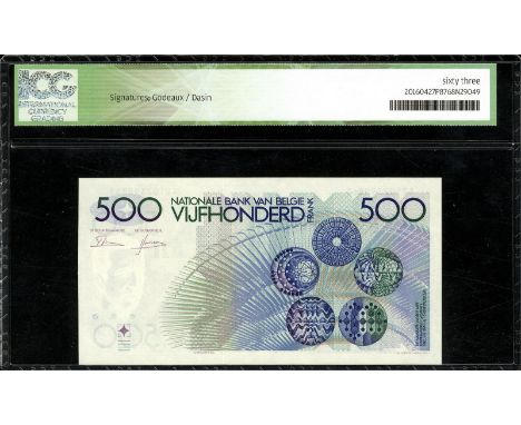Belgium, NBBB-85b, P 143a, Banque Nationale de Belgique, 500 Francs, (1982-98). Portrait of Constantine Meunier at left, two 