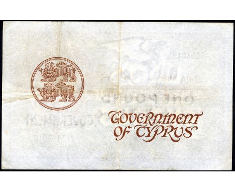 Cyprus, P 24, Linzmayer B124n, Government of Cyprus, 1 Pound, 1 November 1950. Portrait of King George VI at right on front. 