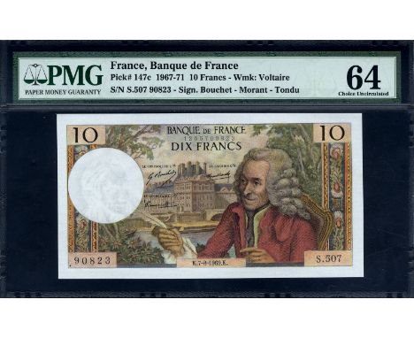 France, P 147c, Fayette 62.39, Banque de France. Lot containing 2x 10 Francs, 7 August 1969, CONSECUTIVE SERIAL NUMBERS. Port