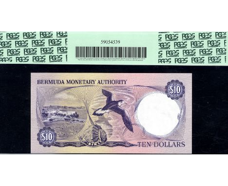 Bermuda, P 30b, Linzmayer B203b, Bermuda Monetary Authority, 10 Dollars, 2 January 1982. Coat of arms of Bermuda at center le