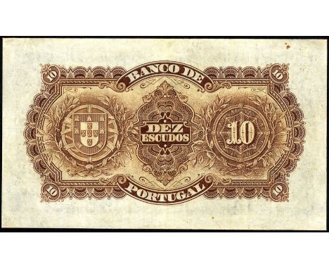 Portugal, P 134, Banco de Portugal, 10 Escudos, 13 January 1925. Monastery in Lisbon at left, portrait of E. de Queiroz at ri