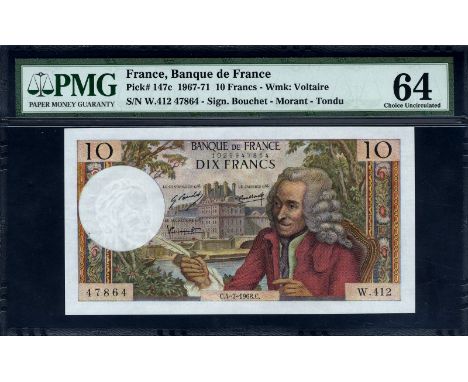 France, P 147c, Fayette 62.33, Banque de France. Lot containing 2x 10 Francs, 4 July 1968, CONSECUTIVE SERIAL NUMBERS. Portra