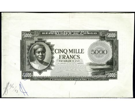 Congo Democratic Republic, P 3p, Linzmayer B103, Conseil Monetaire de la République du Congo, Institut d'Émission, 5,000 Fran