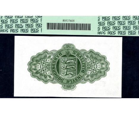 Guernsey, P 43b, The States of Guernsey, 1 Pound, 1 June 1963. Harbor scene on front. Coat of arms of Guernsey at center on b
