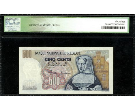Belgium, NBBB-83c, P 135b, Banque Nationale de Belgique, 500 Francs, 17 May 1971. Portrait of Bernard van Orley at center on 