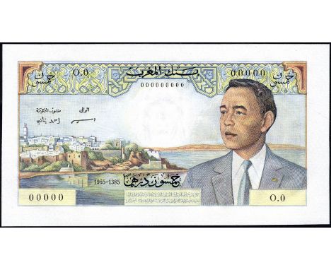 Morocco, P 55as, Linzmayer B403ap, Banque du Maroc, 50 Dirhams, 1965, SPECIMEN. Kasbah (fortified city) Oudaïas and minaret i