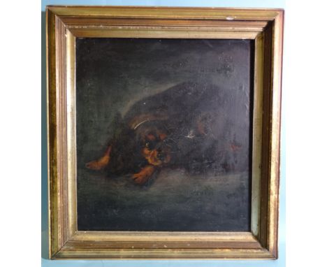 19th century English School PORTRAIT OF A KING CHARLES SPANIEL "BESSIE" Unsigned oil on canvas, 44 x 40cm, with hand-written 