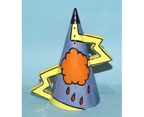 Lorna Bailey, a studio ceramic "Thunder Bolt" sugar sifter, 14.5cm high, factory mark, black signature to base. 