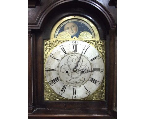 Barwise, Cockermouth, a late-George III mahogany longcase clock with swan-neck pediment, reeded pillar hood and 8-day bell-st